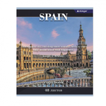 Тетрадь 48л., А5, клетка,Alingar, "Города Европы", скрепка, мелованный картон (стандарт), блок офсет, 4 дизайна в пленке т/у