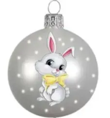 Стеклянный шар Мартовский кролик 80 мм., в подарочной упаковке, Коломеев (КУ-80-224119)