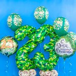 Шар (18''/46 см) Круг, 23 Февраля (золотые звезды), Камуфляж, 1 шт. в упак.