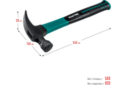 Столярный молоток-гвоздодёр KRAFTOOL Fiberglass-M, 560 г (20265-56)
