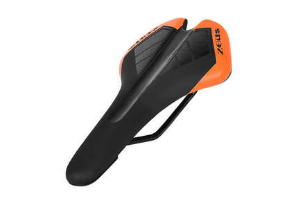 Седло ZEUS Z-1014 MTB Sport 268x140mm, рельсы сталь, анатомическое, черный\оранжевый