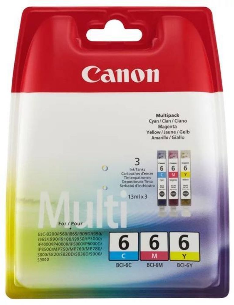 Набор картриджей CANON BCI-6 многоцветный, 3 картриджа