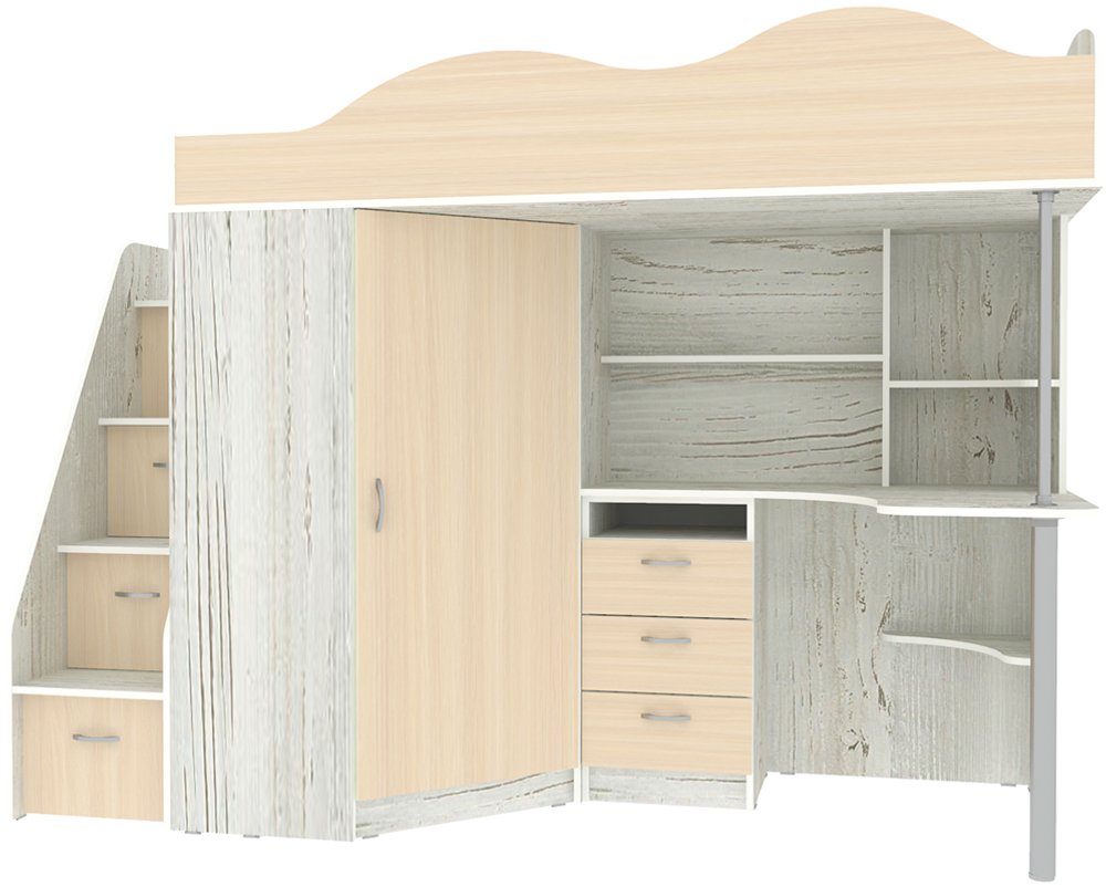 Кровать-чердак КарИВи Пионер Винтерберг  Дуб Молочный