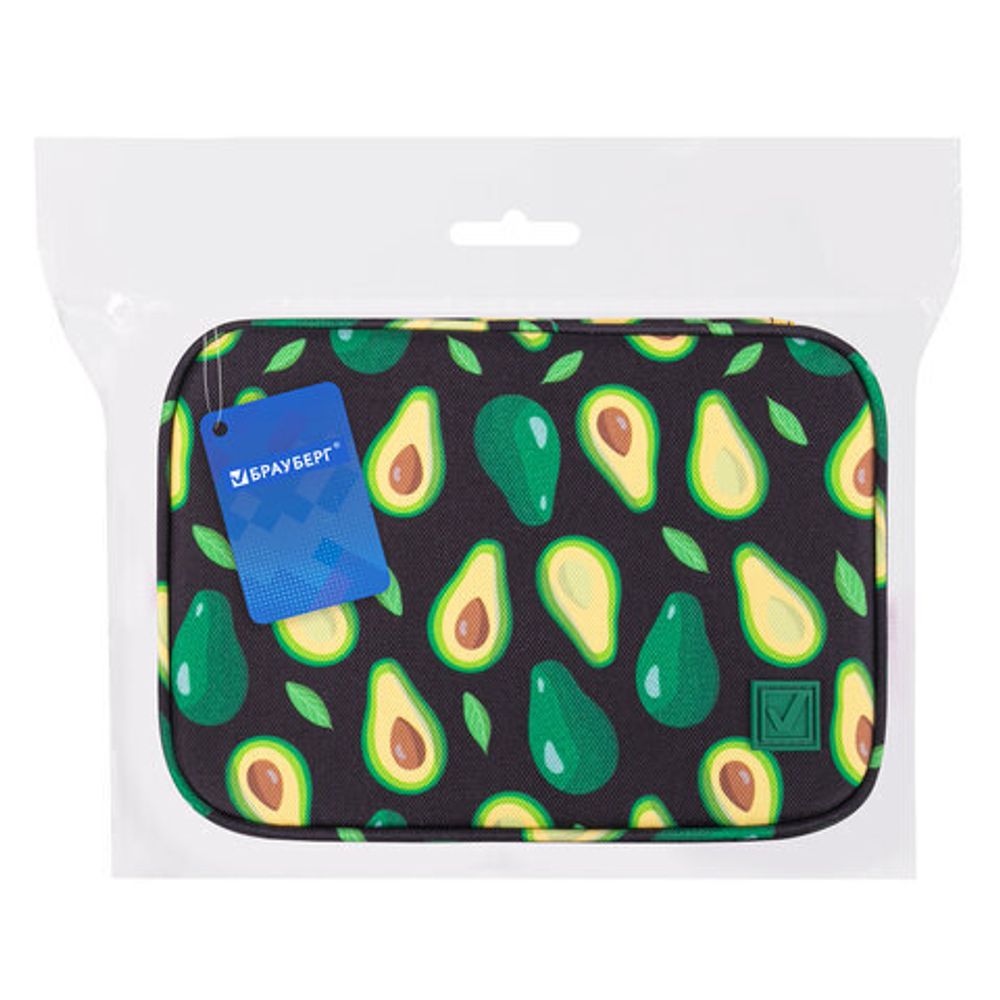 Пенал-косметичка BRAUBERG, 1 отделение, 1 откидная планка, ткань, 21x15x6 см, "Avocado", 270706