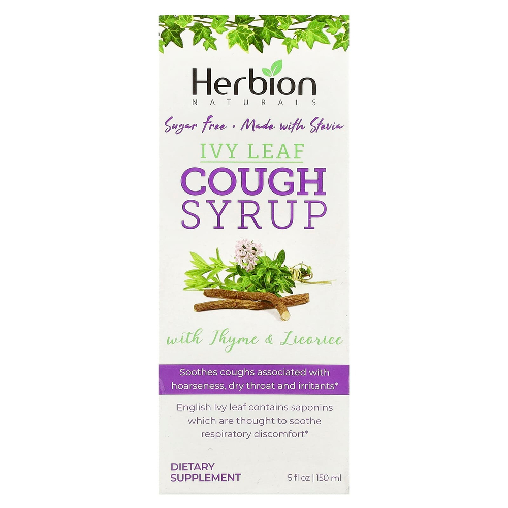 Herbion Naturals, Naturals, сироп от кашля из листьев плюща с чабрецом и солодкой, без сахара, 150 мл (5 жидк. унц.)