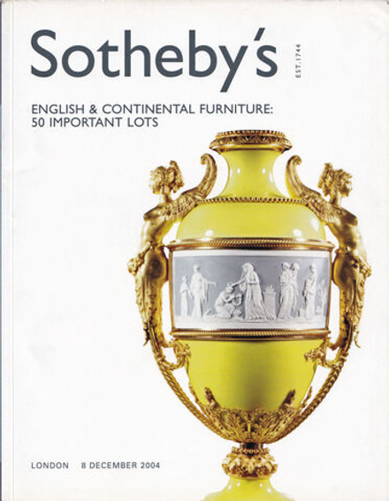 Каталог аукциона Sotheby's, Лондон, Мебель Англии и континентальной Европы: 50 лотов-шедевров от 8 декабря 2004 года