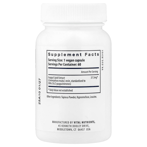 Vital Nutrients, Guggul E & Z, 60 веганских капсул (37,5 мг на капсулу)