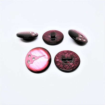 Пуговицы №722, на ножке, 28мм, цв.бордовый со стразами (CR P-621)