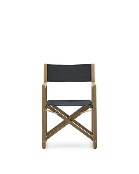 Чёрное складное кресло Vilara для улицы, изготовленное из акации