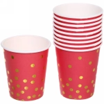 Стакан бумажный 0,2л в наборе 10 шт «Конфетти» красный