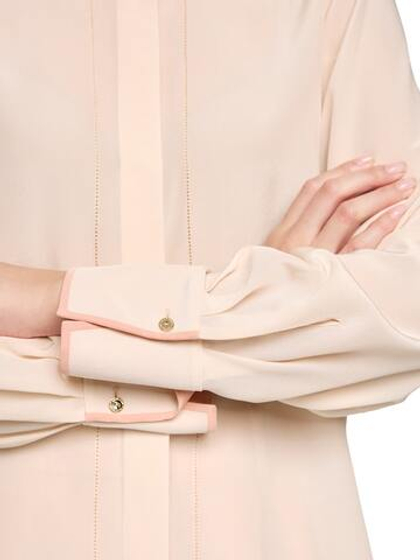 Marc Cain Блуза из тонкого шелка со сборкой на рукавах