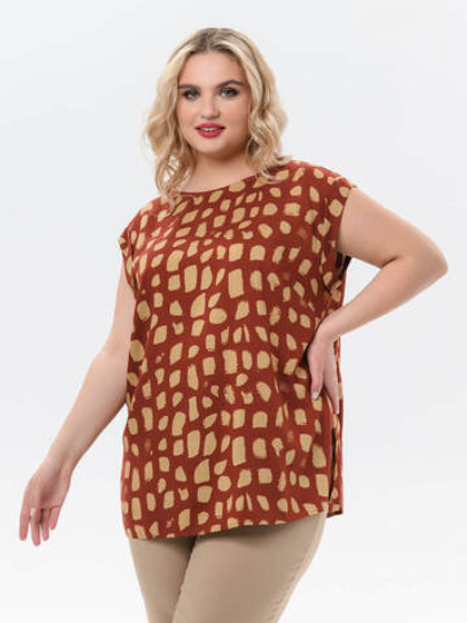 Блуза со спущенным плечом, принт Пятна