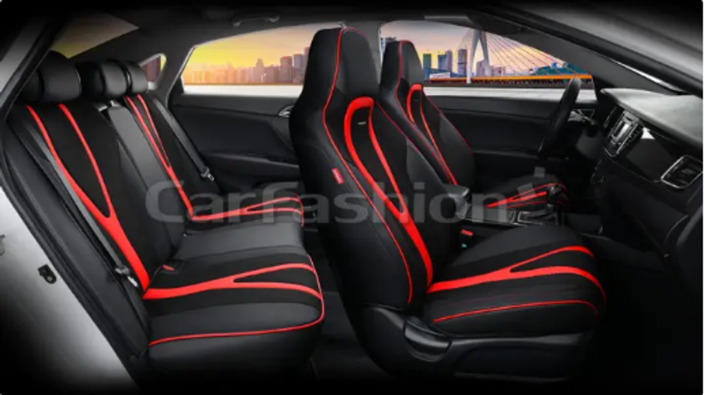 Чехлы на сидения CarFashion каркас 5D«INTEGRAL PLUS» 27244 -Экокожа черный/черный/красный