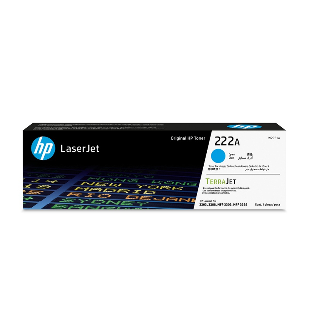 Картридж HP W2222A (222A) для Color LaserJet Pro 3203/3288/3303/3388 голубой (1.2K)