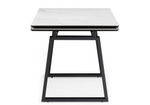 Керамический стол Woodville Джек 140(200)х80 белый мрамор alpin white, черный, ножки черные