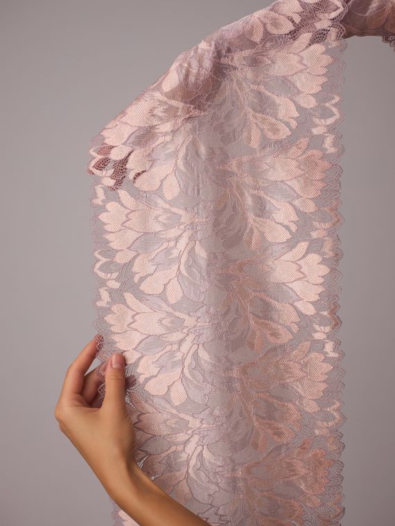 03-77 Кружево эластичное 24 см, морской туман/пудра