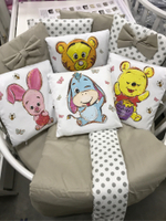 Комплект в кроватку 18 предметов "Винни Пух" серый, сатин