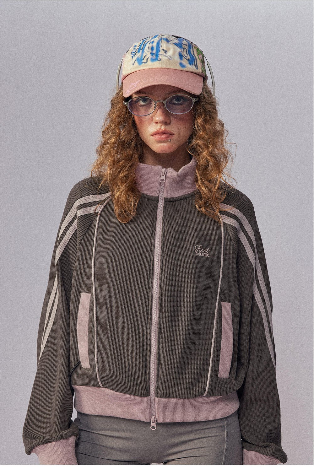 Олимпийка Nothomme Monterest Vintage Sport-Style Waffle Zip-Up Jacket