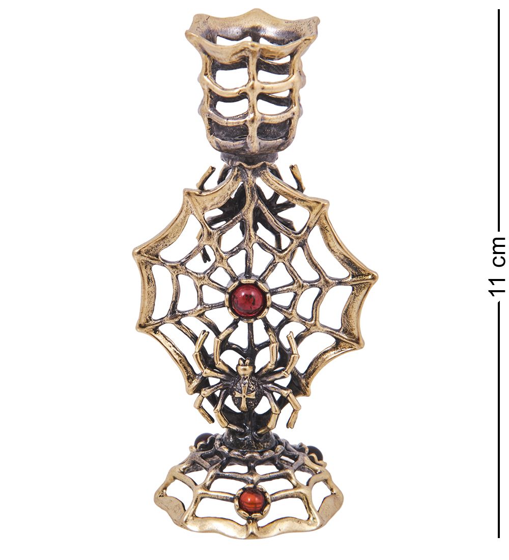 Народные промыслы AM-4191 Подсвечник «Паутина» (латунь, янтарь)