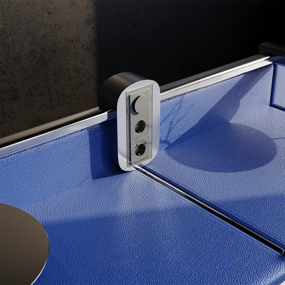 Розетка встраиваемая VOLTUM S70 с заземлением и защитными шторками, 16А, с USB, A+A, (титан)