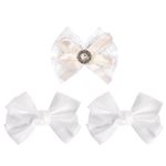 Бант для волос НАБОР 2 шт. и 1 шт., 10х8 см, на заколке, белый, АССОРТИ, MONTE VITA, 457119