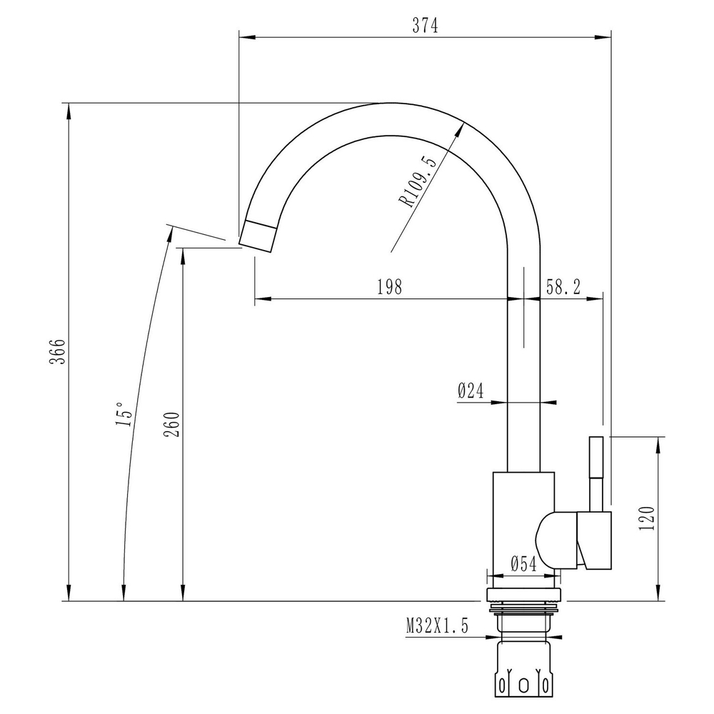Смеситель для кухни 35к MIXLINE ML-GS15 (328) бежевый высок. излив