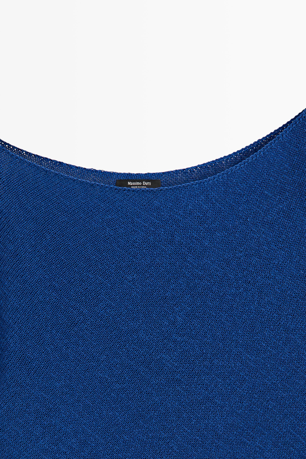 Massimo Dutti Асимметричная футболка из смесового льна с короткими рукавами, светло-синий