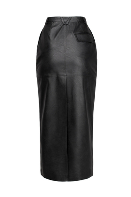 Юбка миди "Leather classic" из экокожи с разрезом