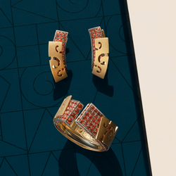 Кольцо с Оранжевыми Сапфирами, R0003-1/42