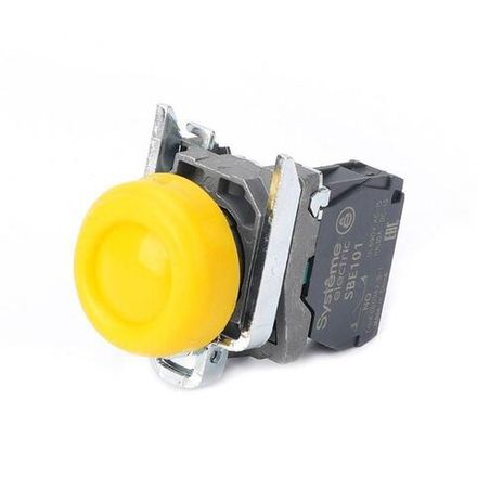 Кнопка модульная SB4 в сборе 22мм выступающая с возвратом металл 1НО желт. SE SB4BP51