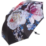 Зонт механический ветроустойчивый, матовая ручка «BESTzontik», цвет розы на черном, длина 25см, d-110см