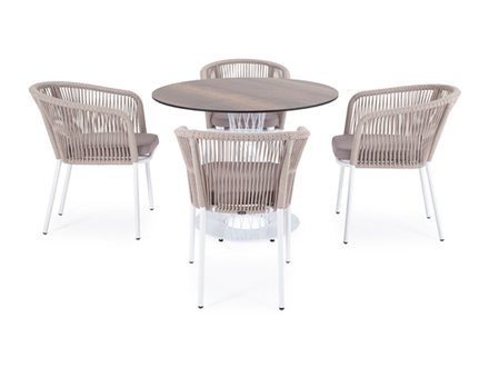 "Диего" обеденная группа на 4 персоны, круглый стол "дуб", цвет бежевый