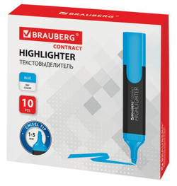 Текстовыделитель BRAUBERG "Contract", ГОЛУБОЙ, линия 1-5 мм, 150391
