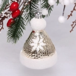 Ёлочная игрушка «Новогодняя шапочка» 6,5*6,5*9,5 см, шампань