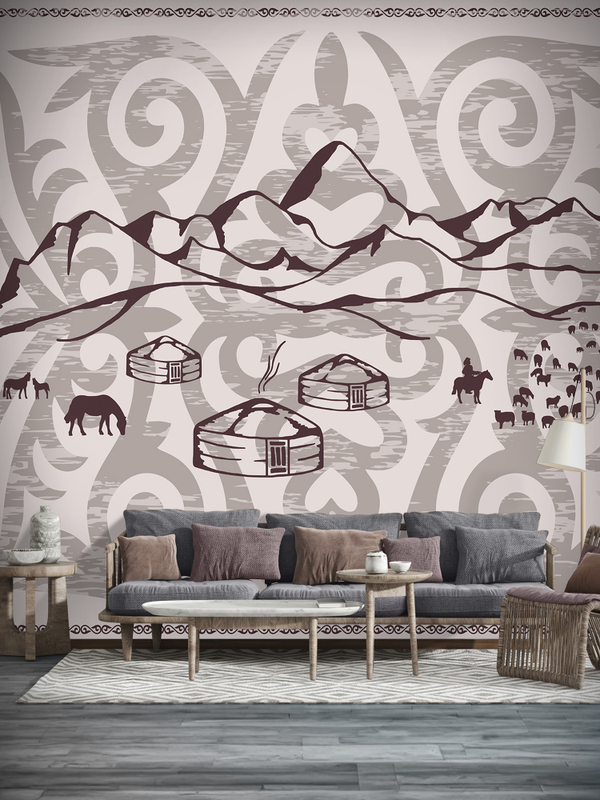фотообои этнические узоры и горы