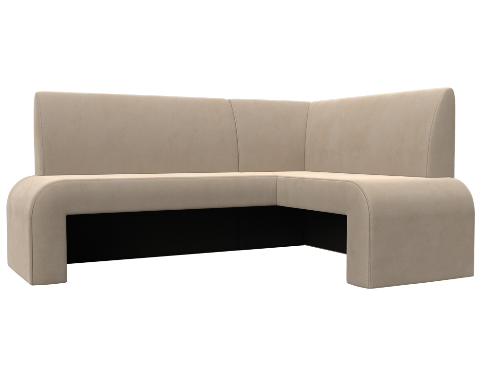 Диван кухонный угловой Кармен правый угол, Бежевый, Велюр, 126131