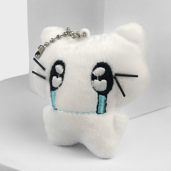 Мягкий брелок Белый котик плачущий