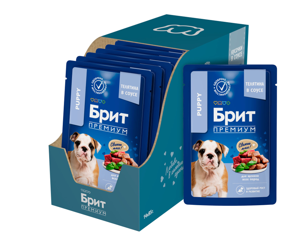 Brit Premium Пауч для щенков всех пород телятина в соусе 85 г