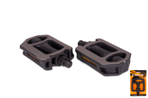 Педали TRIX CITY пластиковые с эластомерными накладками, 110x82мм, резьба 9/16", серо-черные