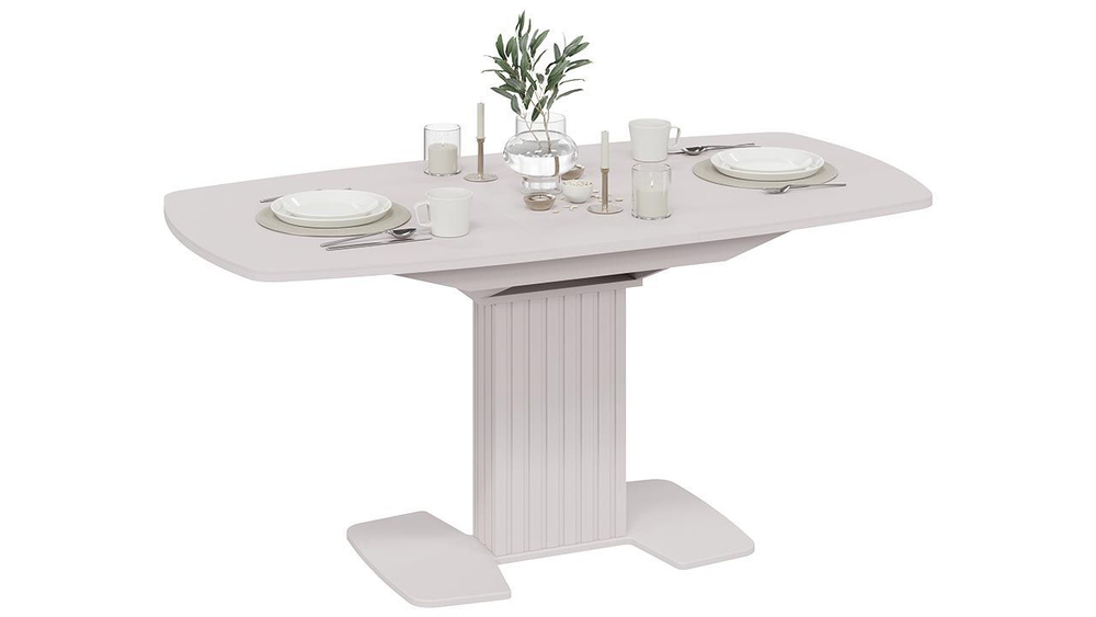 Стол кухонный обеденный раздвижной Белый глянец/Стекло глянцевое белое 130(162)х80х75 см