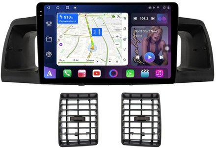 Магнитола для Toyota Corolla 120 2000-2007 (рамка черная с воздуховодами) - FarCar BM9-9648BL монитор 9.5" QLED на Android 14, TS10, 4+32Гб, CarPlay, 4G SIM-слот