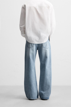 ZARA ДЖИНСЫ FLARE FIT BAGGY, ГОЛУБОЙ