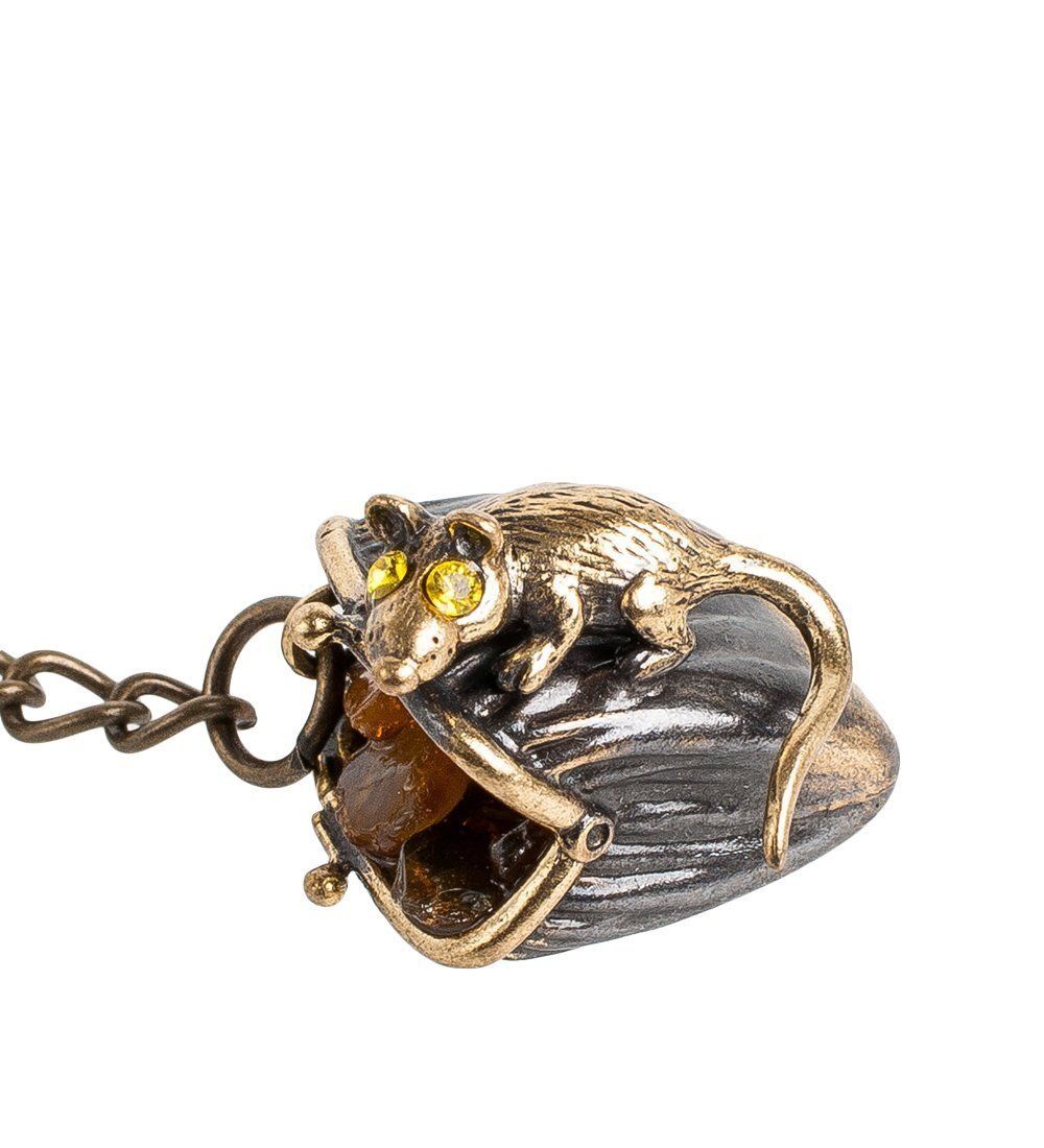 AM- 854 Брелок «Мышь хранительница» (латунь)