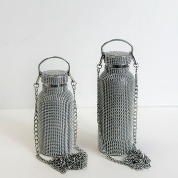 Термос-бутылка со стразами, цвет серебро, 500 мл