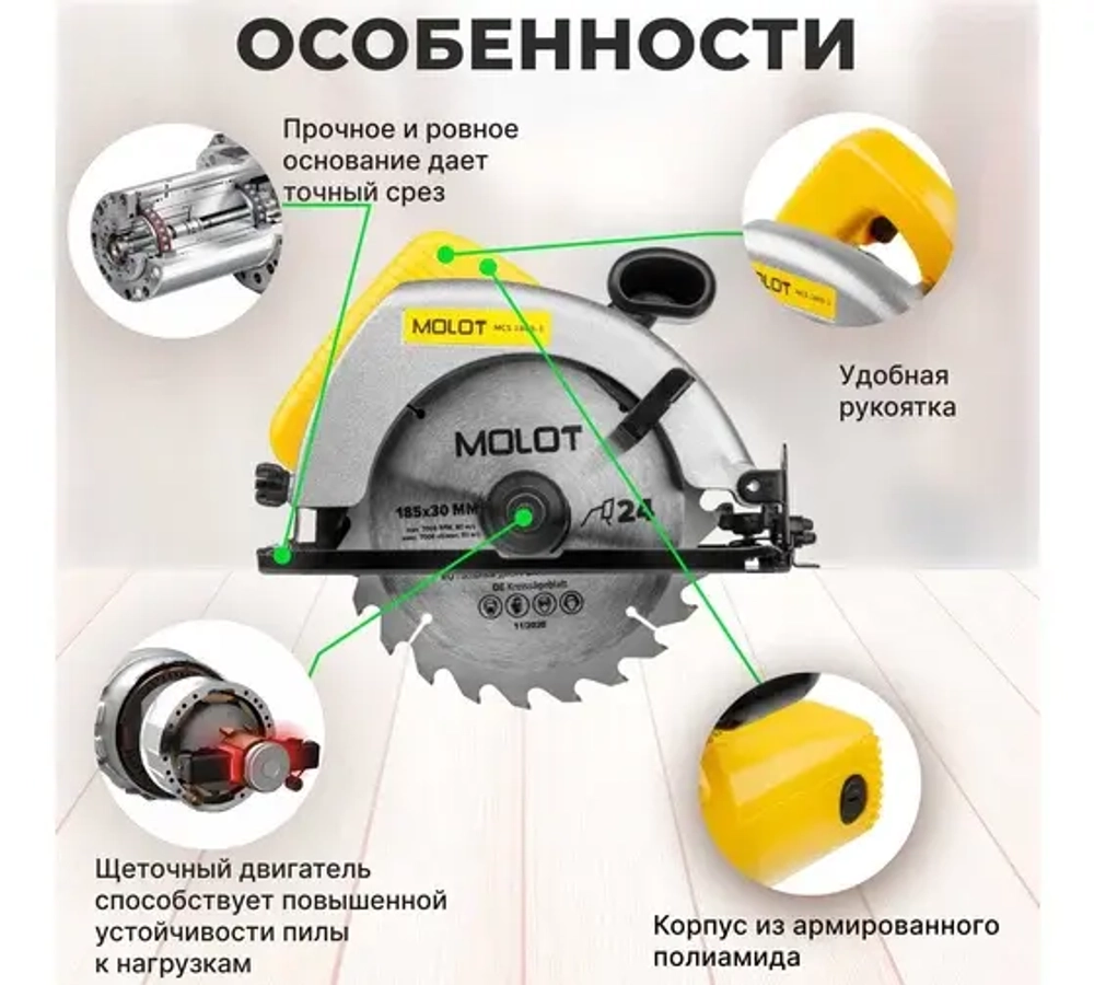 Циркулярная пила MOLOT MCS 1865-1 в коробке