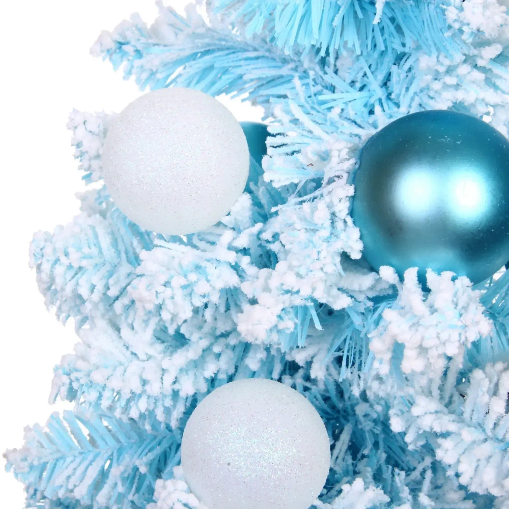 Елка декоративная «Нежность» 90 см, ПВХ с белым напылением (136 веток), Голубой