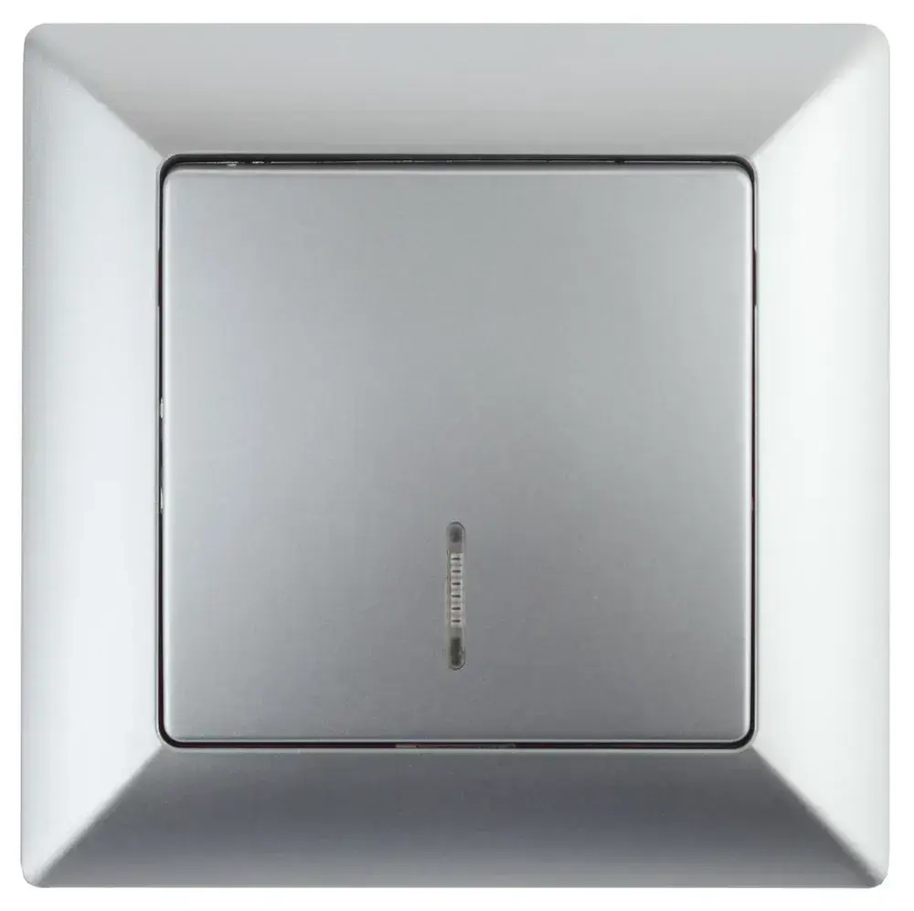 Выключатель Intro Solo 4-102-03 одноклавишный с подсветкой 10А-250В IP20 СУ алюминий