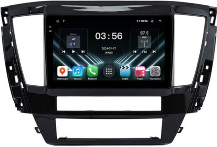 Магнитола Mitsubishi Pajero Sport 3 2020-2024, Montero Sport (прямоугольный климат) - FarCar DX9-7076N9 монитор 9.5" IPS на Android 13, 4+64Гб, CarPlay