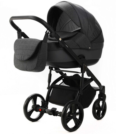 Детская коляска Adamex Lanti 3 в 1 LN-PS35 TIP (Т.СЕРЫЙ + Т.СЕРАЯ КОЖА)