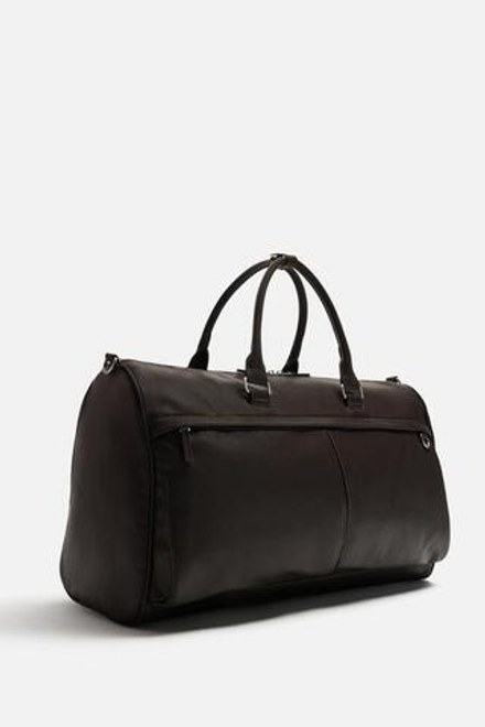 ZARA ДОРОЖНАЯ СУМКА ИЗ РЕЛЬЕФНОЙ ТКАНИ, КОРИЧНЕВЫЙ